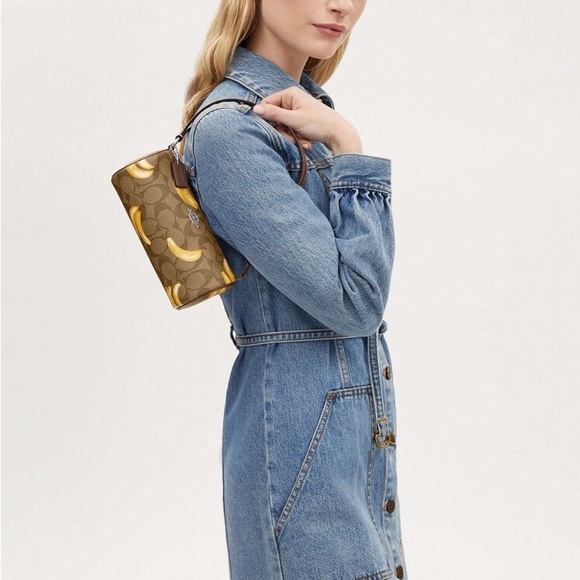 NWT Coach Nolita Barrel Bag In Signature Canvas With Banana Print - Picture 5 of 11